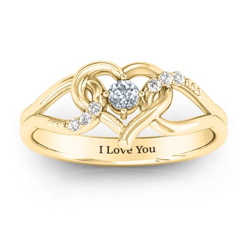You Have My Heart Ring with Accents – 10K Yellow Gold with Cubic Zirconia and White Premium Zirconia