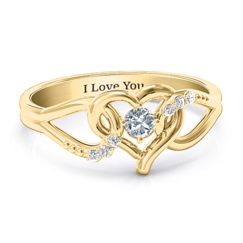 You Have My Heart Ring with Accents – 10K Yellow Gold with Cubic Zirconia and White Premium Zirconia