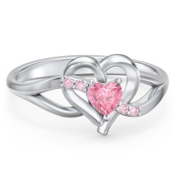 Infinity and Heart Birthstone Ring with Accents