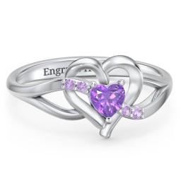 Infinity and Heart Birthstone Ring with Accents