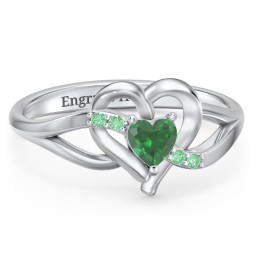 Infinity and Heart Birthstone Ring with Accents