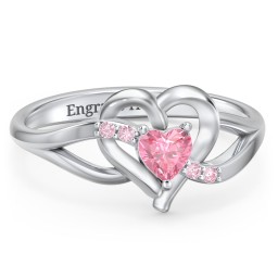 Infinity and Heart Birthstone Ring with Accents