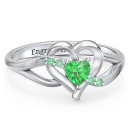 Infinity and Heart Birthstone Ring with Accents