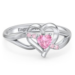 Infinity and Heart Birthstone Ring with Accents