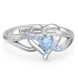 Infinity and Heart Birthstone Ring with Accents