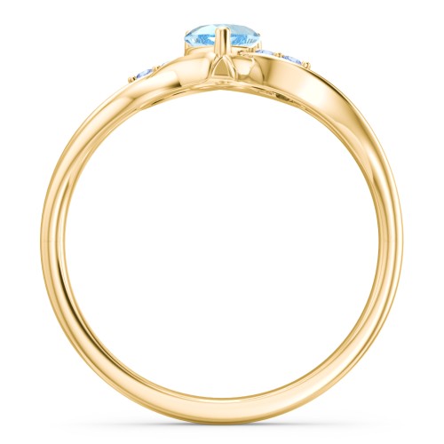 Infinity and Heart Birthstone Ring with Accents – 18K Gold Plated Silver with Blue Topaz and Fancy Blue Premium Zirconia