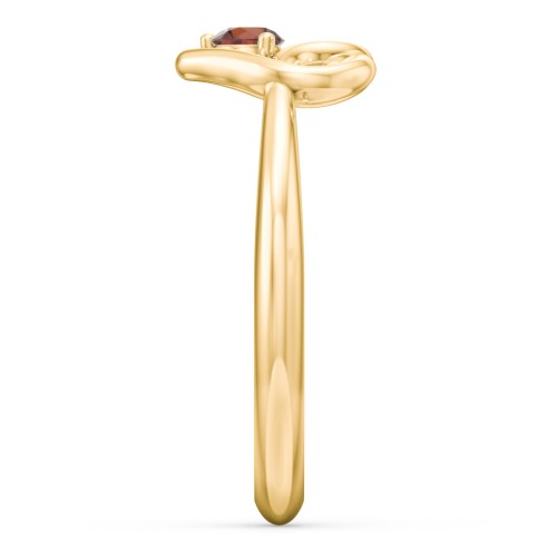 Forget Me Knot Heart Infinity Ring – 18K Gold Plated Silver with Garnet