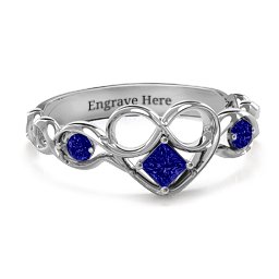Shimmering Infinity Princess Stone Heart Ring