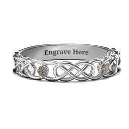 Two-Stone Interwoven Infinity Ring in 925 Sterling Silver