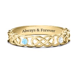 Two-Stone Interwoven Infinity Ring in 10K Solid Yellow Gold