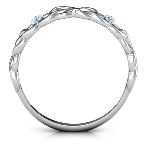 Two-Stone Interwoven Infinity Ring – Sterling Silver with Aquamarine