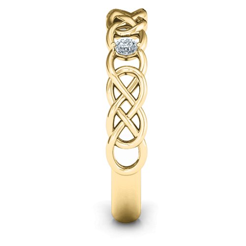 Two-Stone Interwoven Infinity Ring – 10K Yellow Gold with Cubic Zirconia