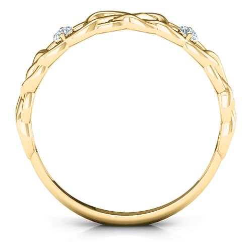 Two-Stone Interwoven Infinity Ring – 10K Yellow Gold with Cubic Zirconia