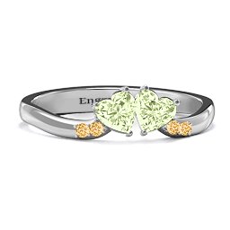 Follow Your Heart Ring in 925 Sterling Silver with Peridot and Fancy Yellow Premium Zirconia