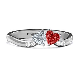 Follow Your Heart Ring in 925 Sterling Silver with Cubic Zirconia, Garnet, and White Premium Zirconia