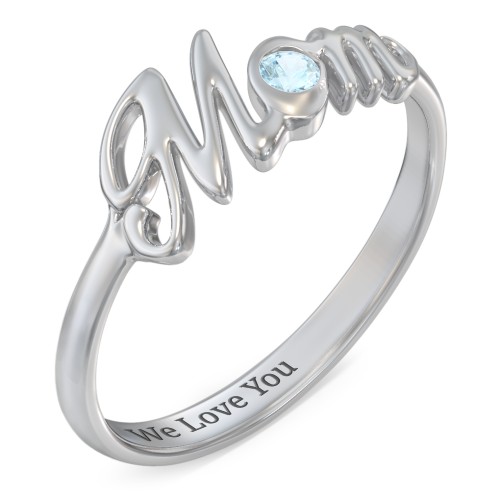 All About Mom Birthstone Ring – Sterling Silver with Blue Topaz