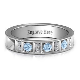 Contemporary Elegance Birthstone Band in 925 Sterling Silver with Aquamarine and Fancy Blue Premium Zirconia