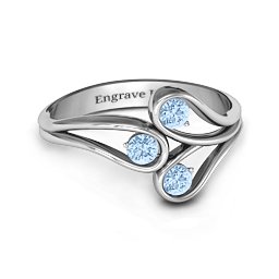 Eternal Elegance Three-Stone Ring in 925 Sterling Silver with Aquamarine