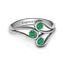 Eternal Elegance Three-Stone Ring in 925 Sterling Silver with Emerald