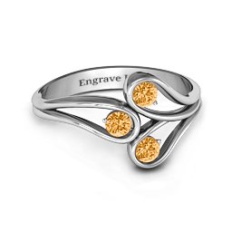 Eternal Elegance Three-Stone Ring in 925 Sterling Silver with Citrine
