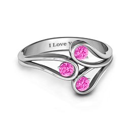 Eternal Elegance Three-Stone Ring in 925 Sterling Silver with Pink Tourmaline