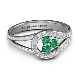 Illuminating Accents Ring in 925 Sterling Silver with Emerald