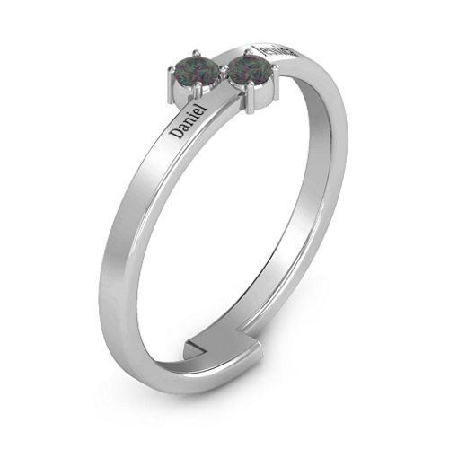 Diagonal Dazzle Ring With 2-3 Gemstones – Sterling Silver with Alexandrite