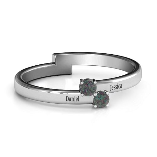 Diagonal Dazzle Ring With 2-3 Gemstones – Sterling Silver with Alexandrite