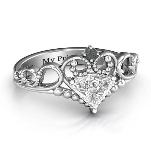 Dreams Do Come True Tiara Ring – Sterling Silver with White Premium Zirconia and Alexandrite