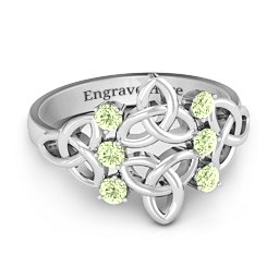 Celtic Charm Ring in 925 Sterling Silver with Peridot