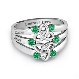 Celtic Celebration Ring in 925 Sterling Silver with Emerald