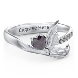 Mystical Mermaid Ring in 925 Sterling Silver with Alexandrite and Black Premium Zirconia
