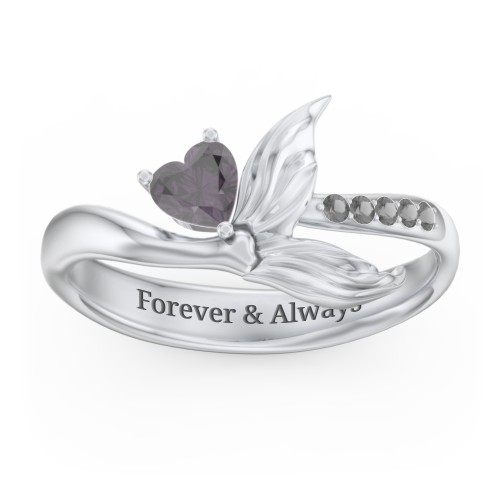 Mystical Mermaid Ring – Sterling Silver with Alexandrite and Black Premium Zirconia