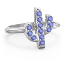 Chic In Cactus Ring in 925 Sterling Silver with Blue Sapphire