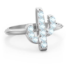 Chic In Cactus Ring in 925 Sterling Silver with Blue Topaz