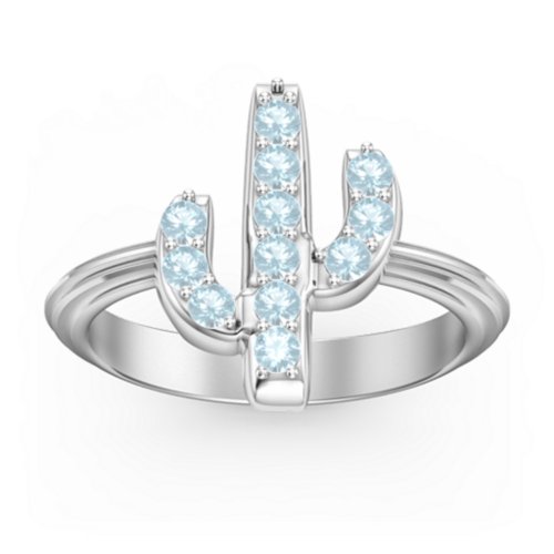 Chic In Cactus Ring – Sterling Silver with Blue Topaz