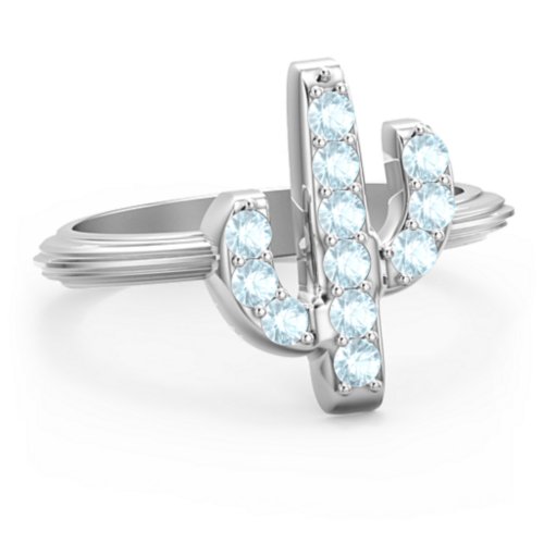 Chic In Cactus Ring – Sterling Silver with Blue Topaz