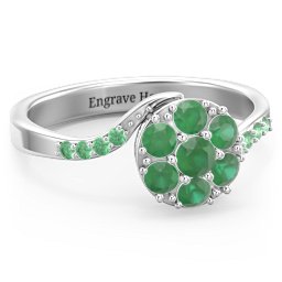 Ariel Round Cluster Ring in 925 Sterling Silver with Emerald and Green Premium Zirconia
