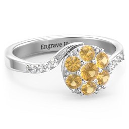 Ariel Round Cluster Ring in 925 Sterling Silver with Citrine and White Premium Zirconia