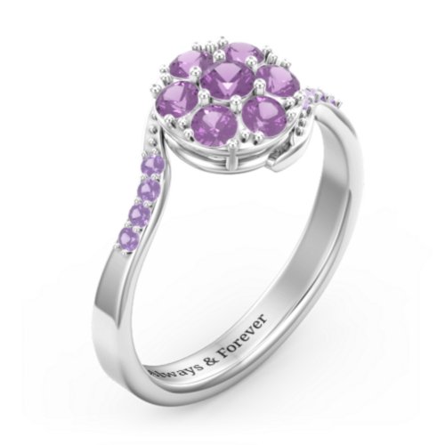 Ariel Round Cluster Ring – Sterling Silver with Amethyst and Amethyst Premium Zirconia