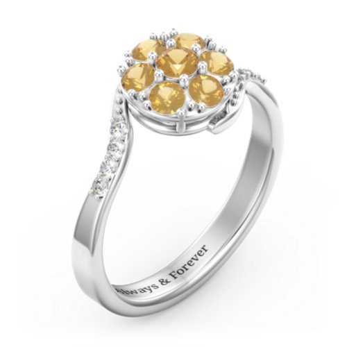 Ariel Round Cluster Ring – Sterling Silver with Citrine and White Premium Zirconia