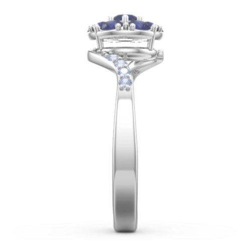 Ariel Round Cluster Ring – Sterling Silver with Blue Sapphire and Fancy Blue Premium Zirconia