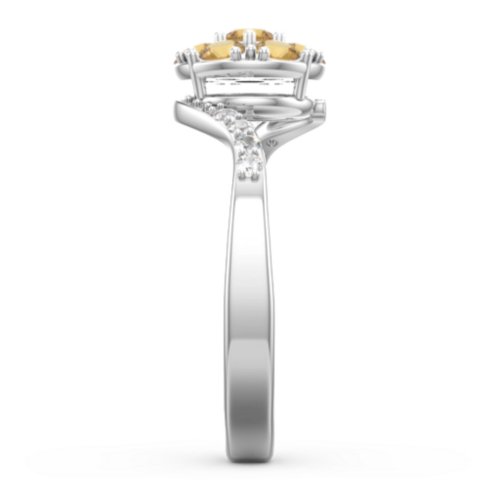 Ariel Round Cluster Ring – Sterling Silver with Citrine and White Premium Zirconia
