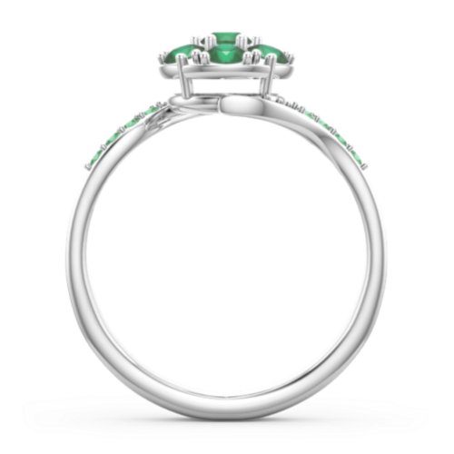 Ariel Round Cluster Ring – Sterling Silver with Emerald and Green Premium Zirconia