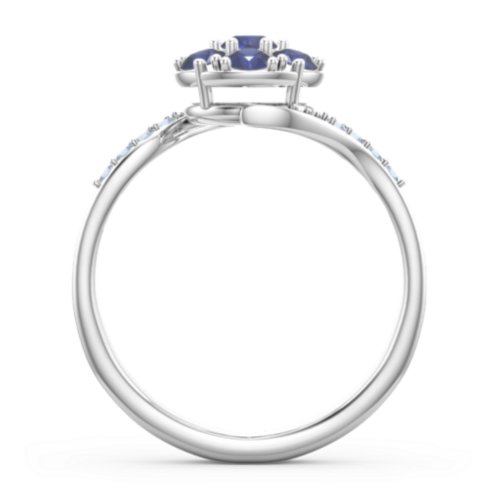 Ariel Round Cluster Ring – Sterling Silver with Blue Sapphire and Fancy Blue Premium Zirconia