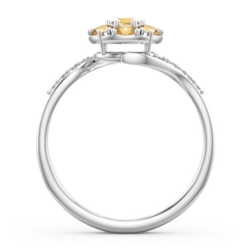 Ariel Round Cluster Ring – Sterling Silver with Citrine and White Premium Zirconia