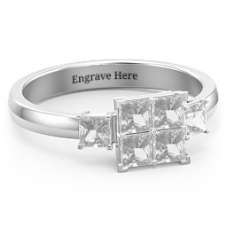 Diana Princess Cut Cluster Ring with Birthstones