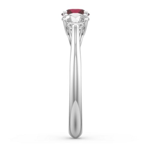 Past Present Future 3-Stone Ring – 10K White Gold with Ruby and Cubic Zirconia