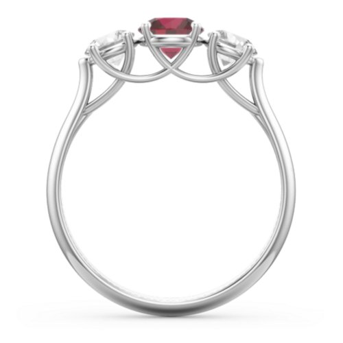 Past Present Future 3-Stone Ring – 10K White Gold with Ruby and Cubic Zirconia