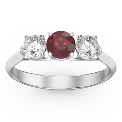 Past Present Future 3-Stone Ring – 10K White Gold with Ruby and Cubic Zirconia